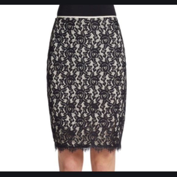 DIANE VON FURSTENBERG black lace skirt - Picture 1 of 9